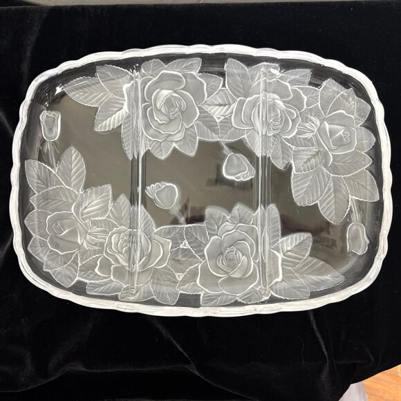 80’s Roses  Clear Glass Relish Party Tray  EUC - Picture 6 of 10